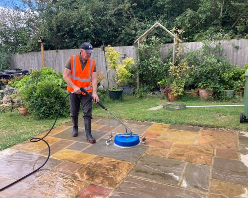Pressure washing patio in Louth