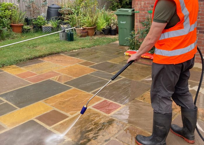 Pressure washing patio in Louth